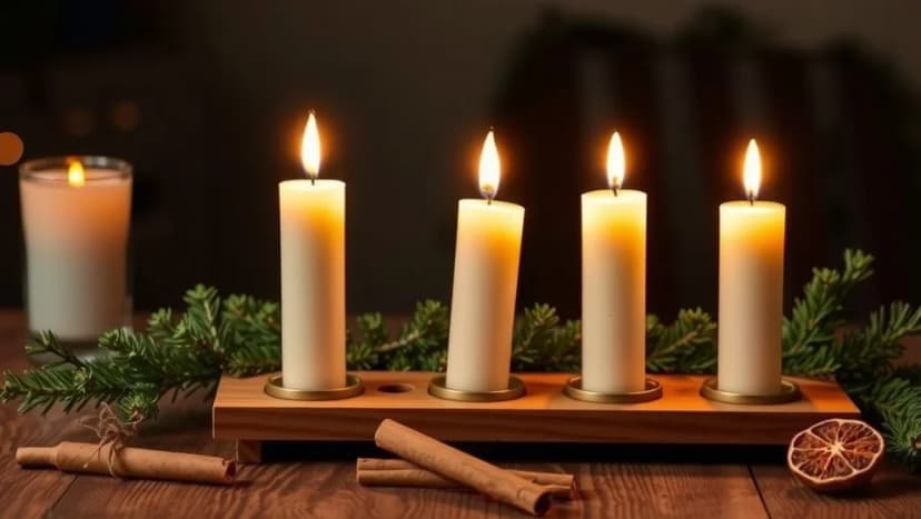 Adventsljusstake med levande ljus och deras skönhet