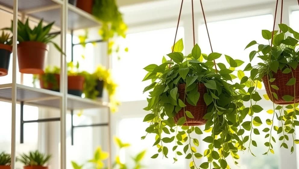 Ampel kruka inomhus växter som mår bra