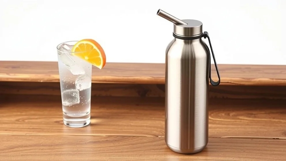 Termosflaska med sugrör som håller drycken kall länge