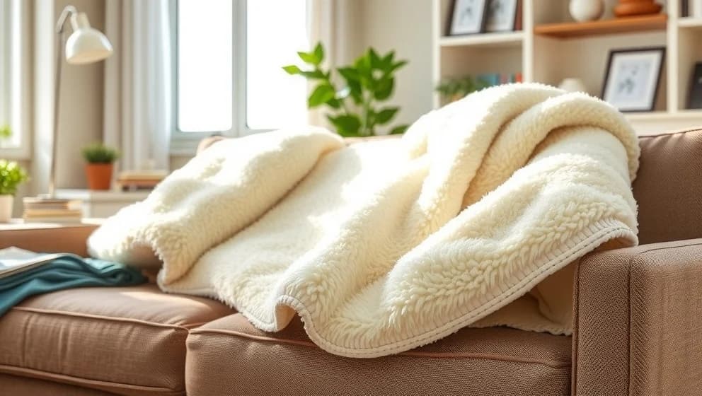 Vit fluffig filt för hemmet